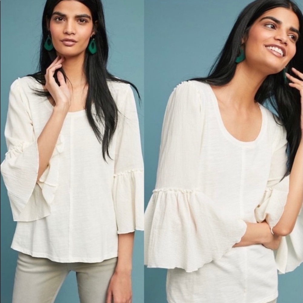 SOLD! Anthropologie Bordeaux Cream Shirt in Size XS